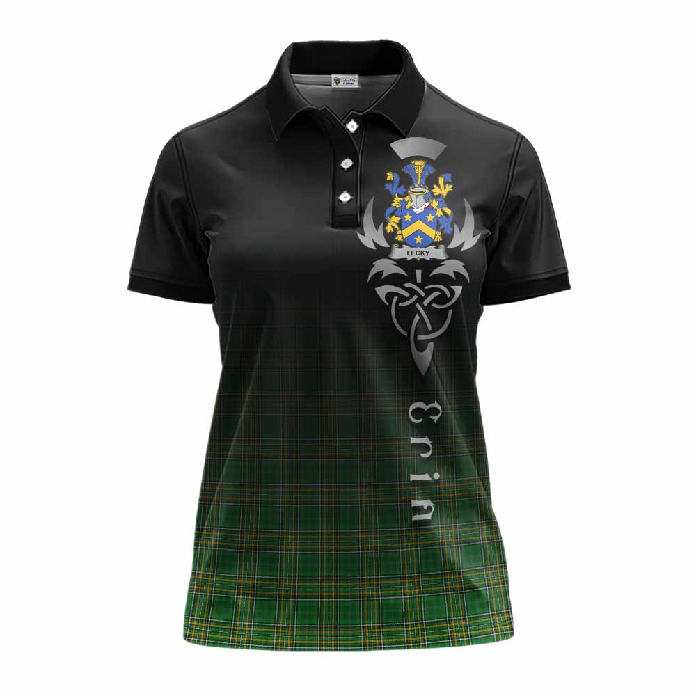 Tartan Vibes Clothing Lecky Irish Clan Women's Polo Shirt with Coat of Arms Erin Go Bragh Celtic Inspired