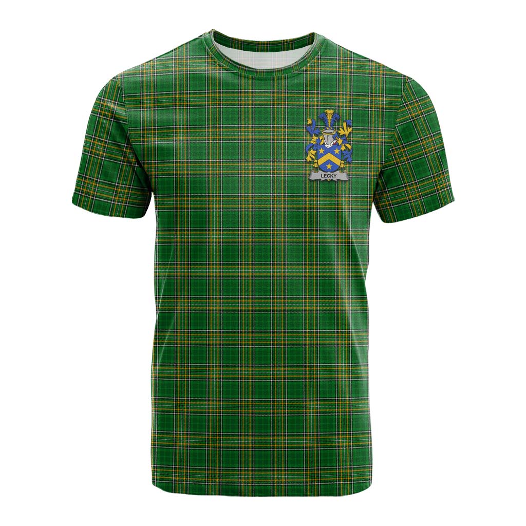 Tartan Vibes Clothing Lecky Irish Clan Tartan Cotton T-shirt with Coat of Arms