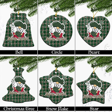 Ledford Tartan Christmas Ornaments with Scottish Gnome Playing Bagpipes