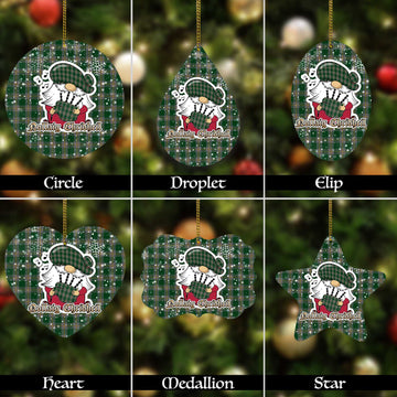 Ledford Tartan Christmas Ornaments with Scottish Gnome Playing Bagpipes