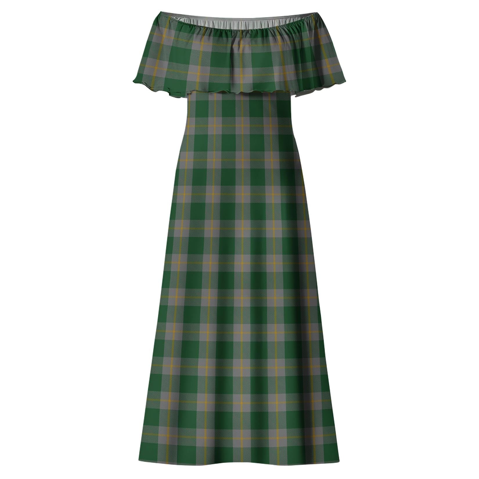 Ledford Tartan Off Shoulder Long Dress - Tartan Vibes Clothing