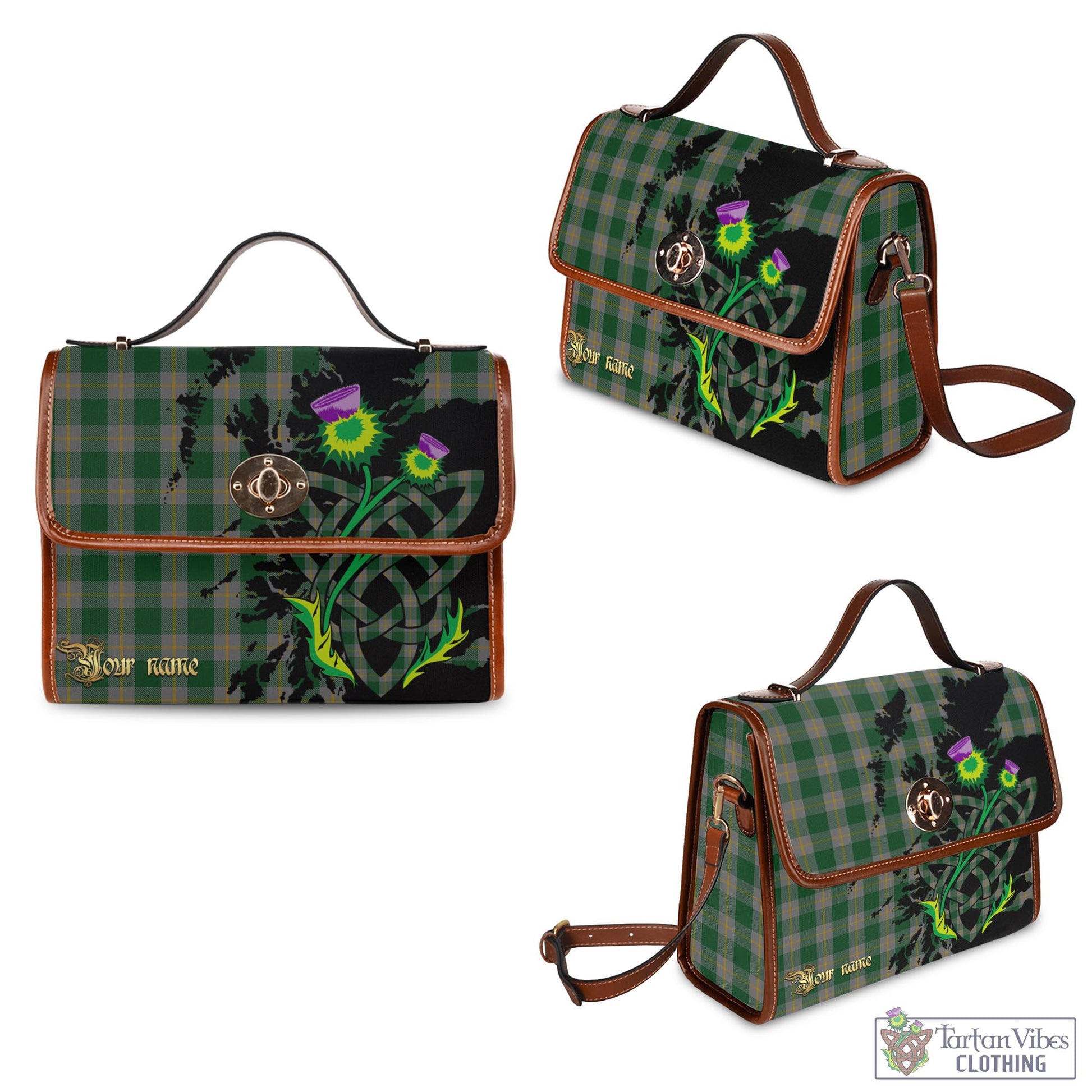 Tartan Vibes Clothing Ledford Tartan Waterproof Canvas Bag with Scotland Map and Thistle Celtic Accents