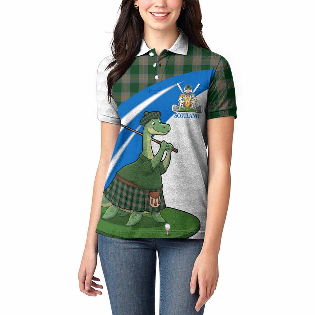 Ledford Tartan Crest Golf Nessie Women Polo Shirt Loch Ness Monster Sporty Style