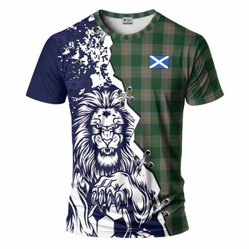 Ledford Tartan Scottish T-Shirt Angry Lion With Soccer Ball Style