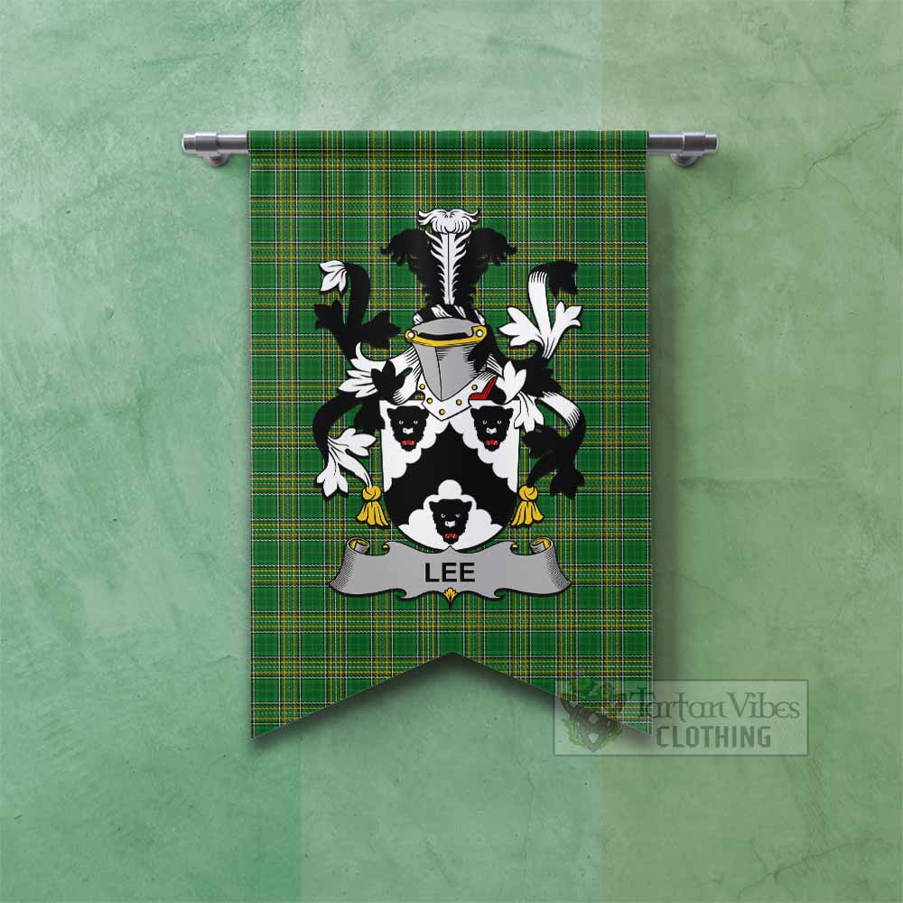Lee Irish Clan Tartan Gonfalon, Tartan Banner with Coat of Arms Fishtail - Tartan Vibes Clothing