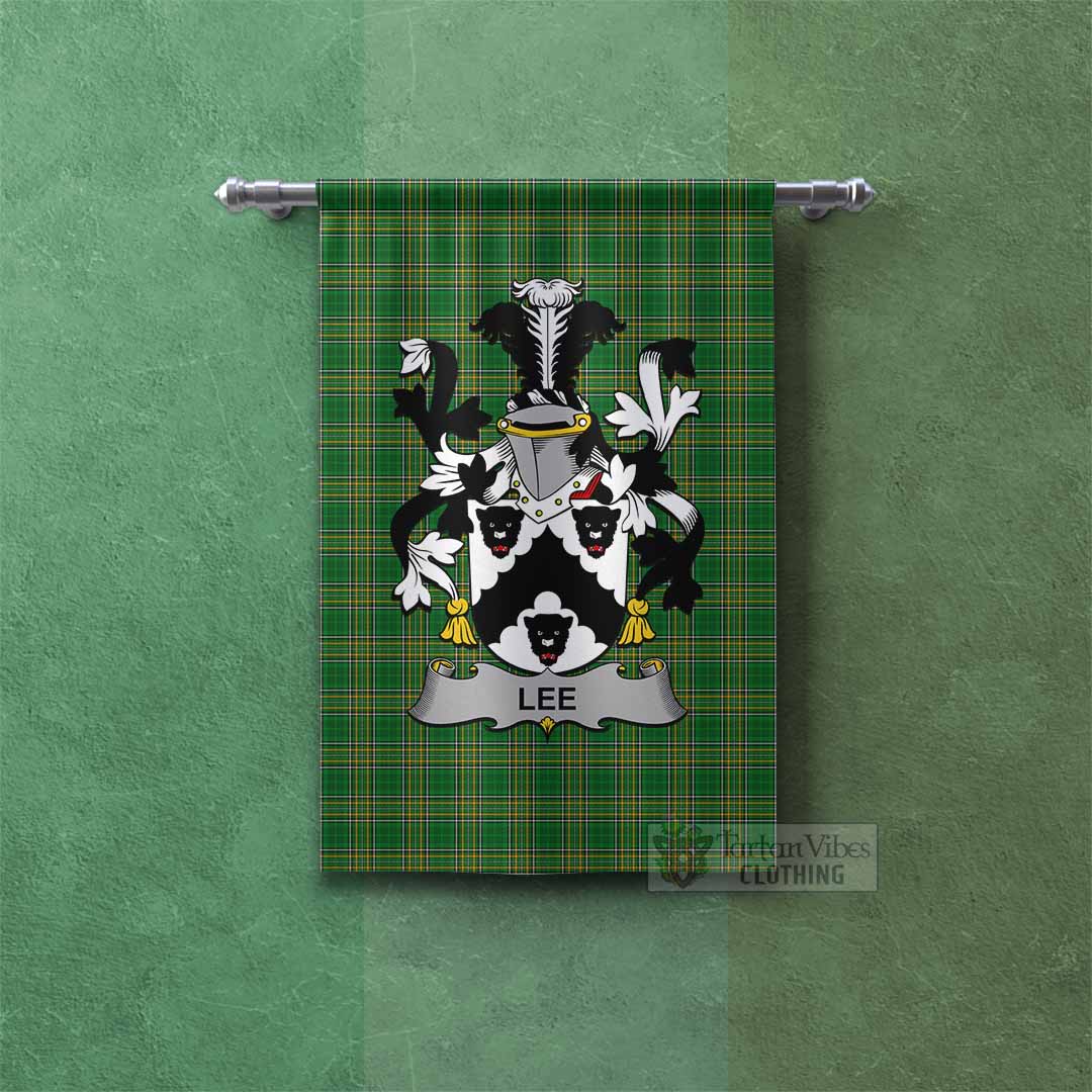 Lee Irish Clan Tartan Gonfalon, Tartan Banner with Coat of Arms Rectangle - Tartan Vibes Clothing