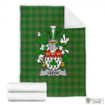 Leech Irish Clan Tartan Blanket with Coat of Arms
