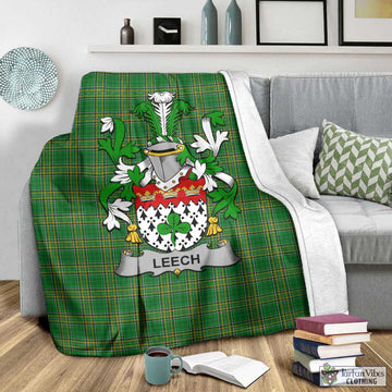 Leech Irish Clan Tartan Blanket with Coat of Arms