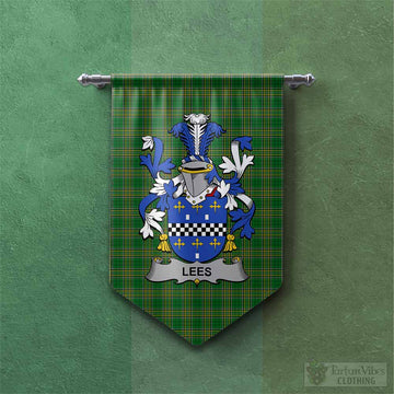 Lees Irish Clan Tartan Gonfalon, Tartan Banner with Coat of Arms