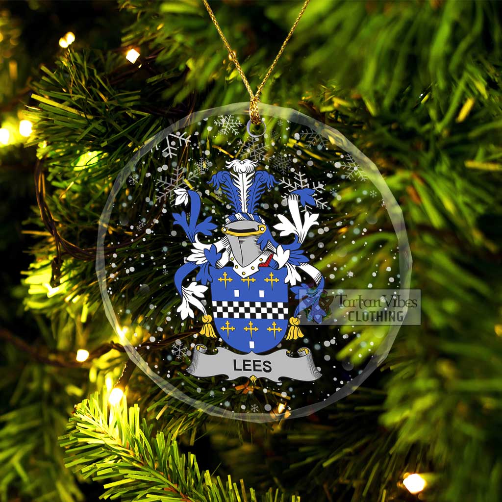 Lees Irish Clan Christmas Glass Ornament with Coat of Arms Transparent Glass Circle - 2D-tartanvibesclothing