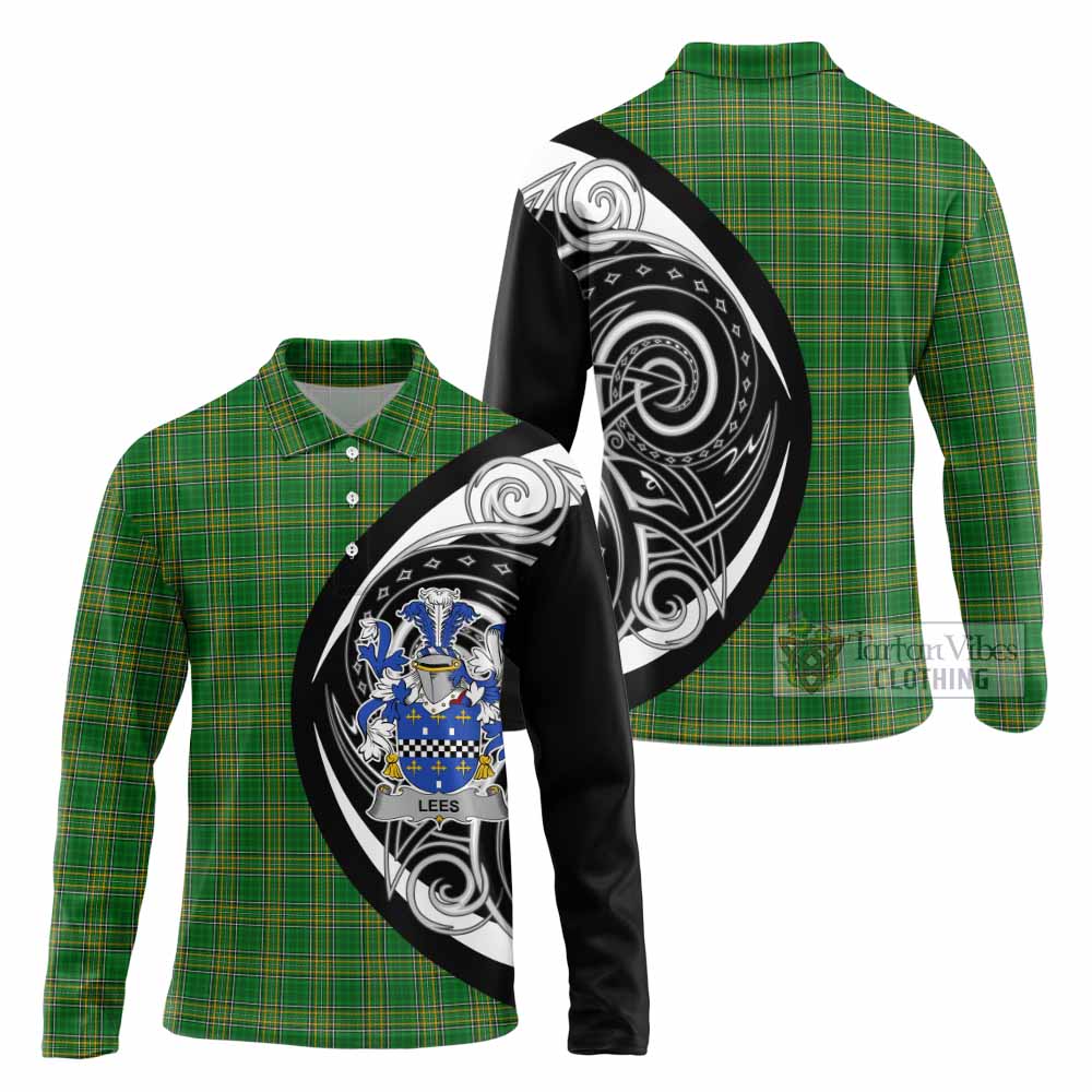 Lees Irish Clan Long Sleeve Polo Shirt Celtic Circle Style - Tartan Vibes Clothing
