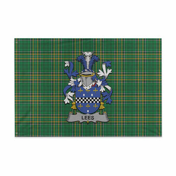 Lees Irish Clan Tartan House Flag with Coat of Arms