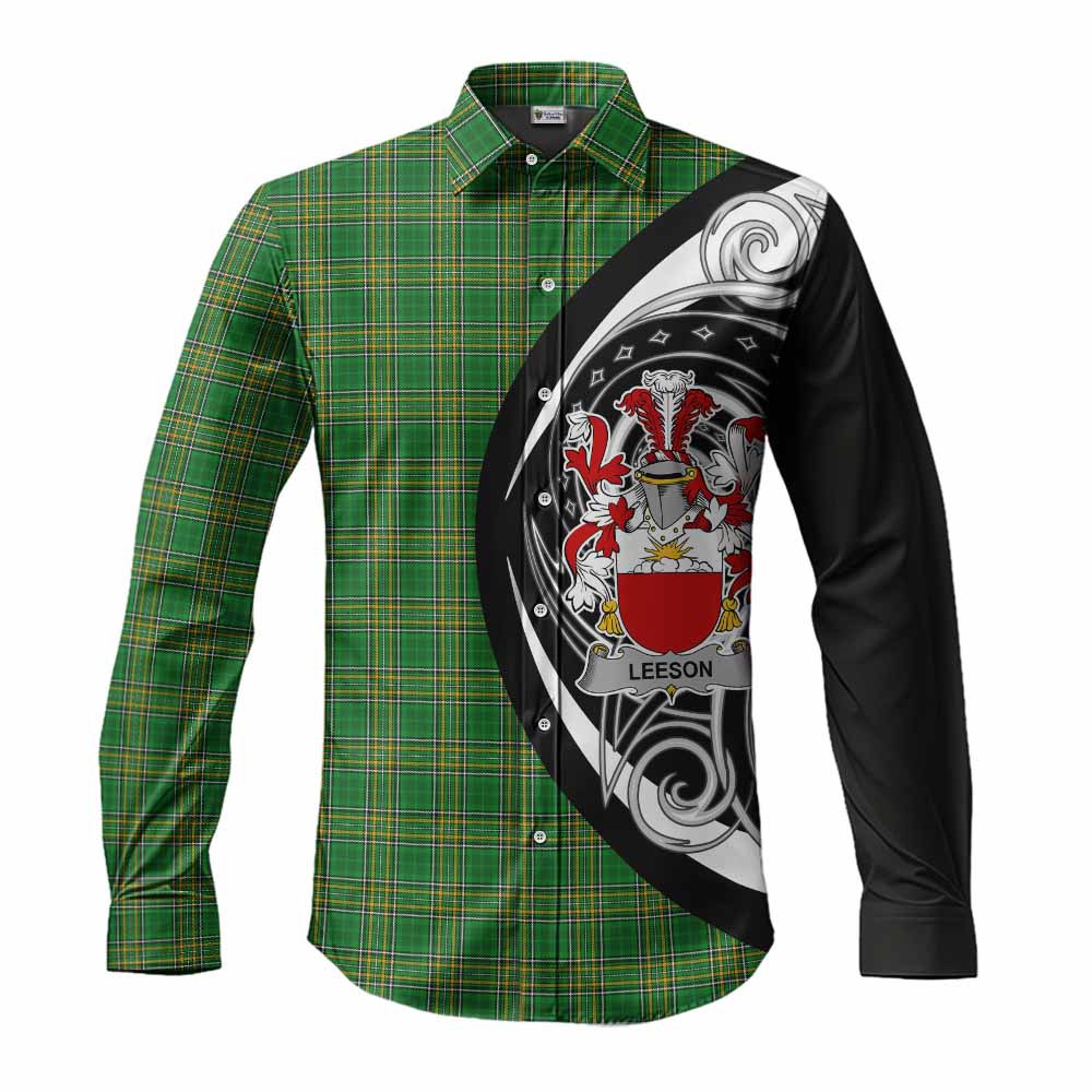 Leeson Irish Clan Long Sleeve Button Shirt Celtic Circle Style Men's Shirt S - Tartan Vibes Clothing