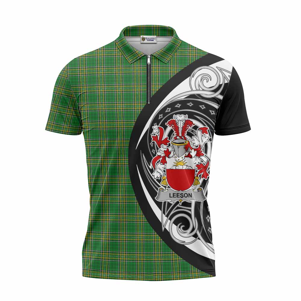 Leeson Irish Clan Zipper Polo Shirt Celtic Circle Style Unisex - Tartan Vibes Clothing