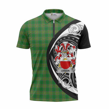 Leeson Irish Clan Zipper Polo Shirt Celtic Circle Style Unisex - Tartan Vibes Clothing