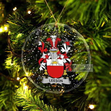 Leeson Irish Clan Christmas Glass Ornament with Coat of Arms