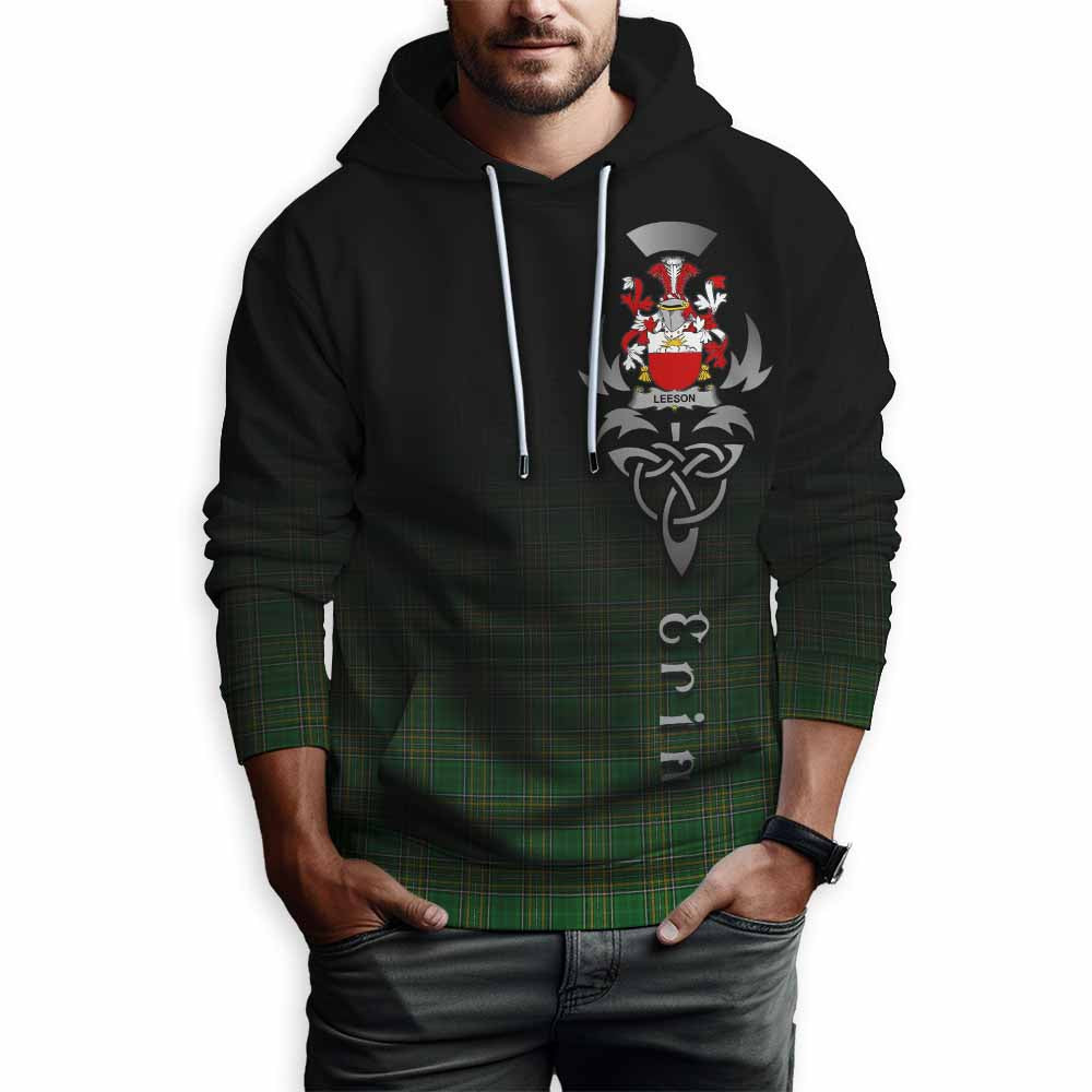 Tartan Vibes Clothing Leeson Irish Clan Hoodie with Coat of Arms Erin Go Bragh Celtic Inspired