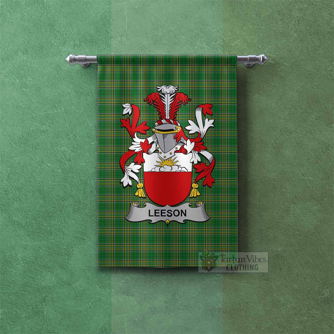 Leeson Irish Clan Tartan Gonfalon, Tartan Banner with Coat of Arms Rectangle - Tartan Vibes Clothing