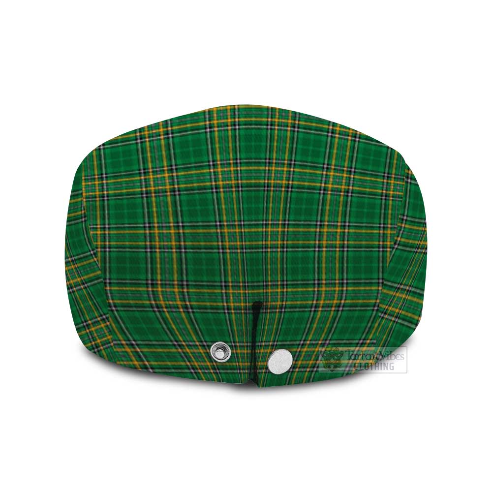 Leeson Irish Clan Tartan Jeff Cap, Tartan Flat Cap with Coat of Arm - Tartan Vibes Clothing
