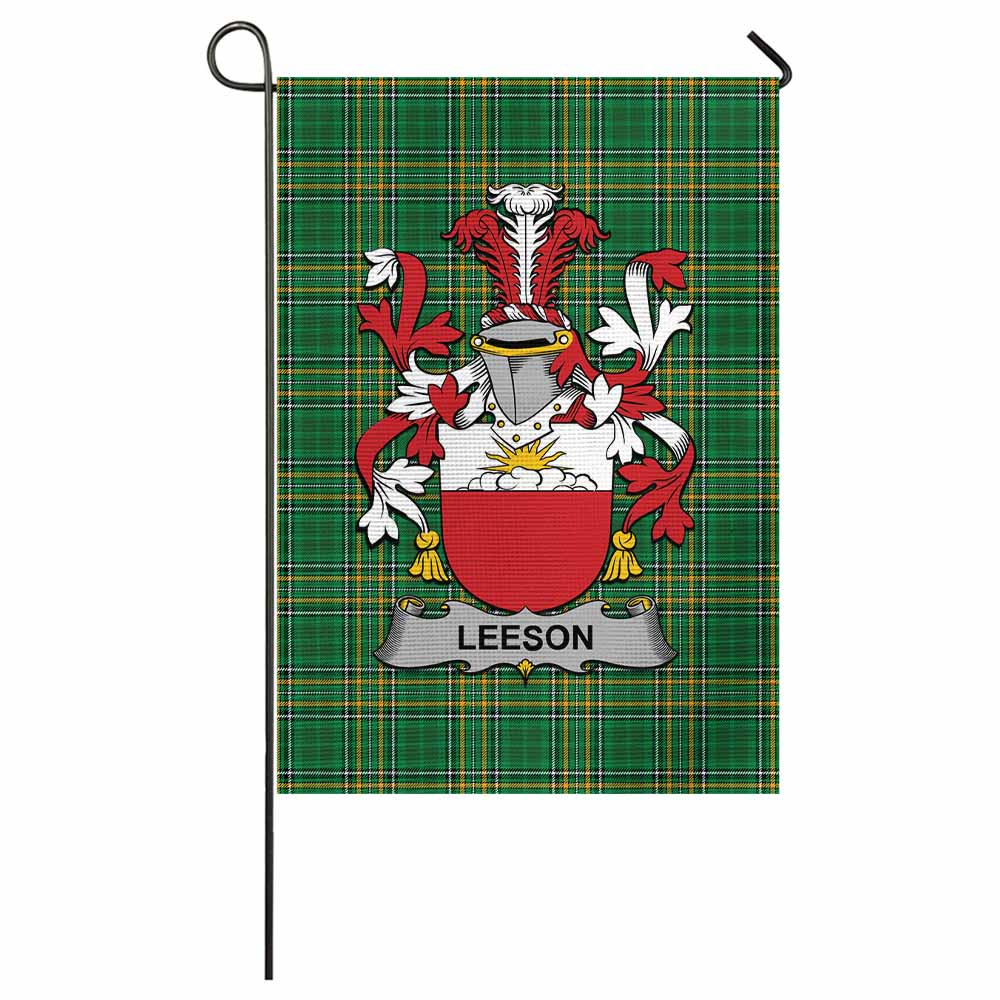 Leeson Irish Clan Tartan Flag with Coat of Arms
