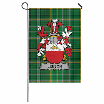 Leeson Irish Clan Tartan Garden Flag with Coat of Arms