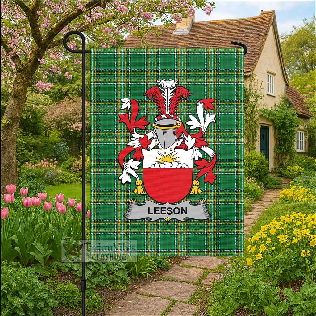 Leeson Irish Clan Tartan Flag with Coat of Arms