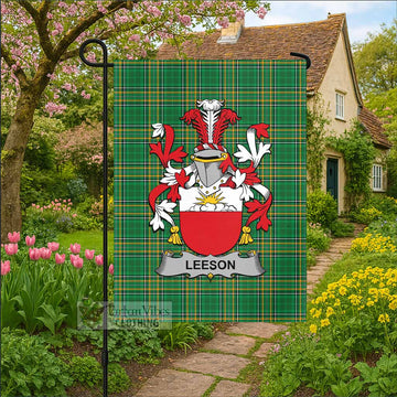 Leeson Irish Clan Tartan Garden Flag with Coat of Arms