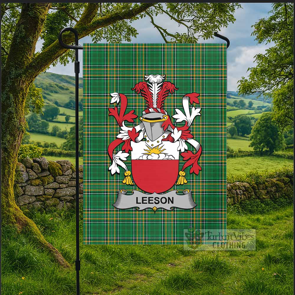 Leeson Irish Clan Tartan Flag with Coat of Arms