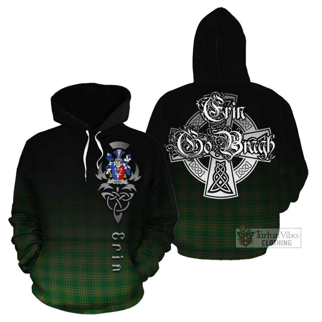 Tartan Vibes Clothing Legg Irish Clan Cotton Hoodie with Coat of Arms Erin Go Bragh Celtic Inspired