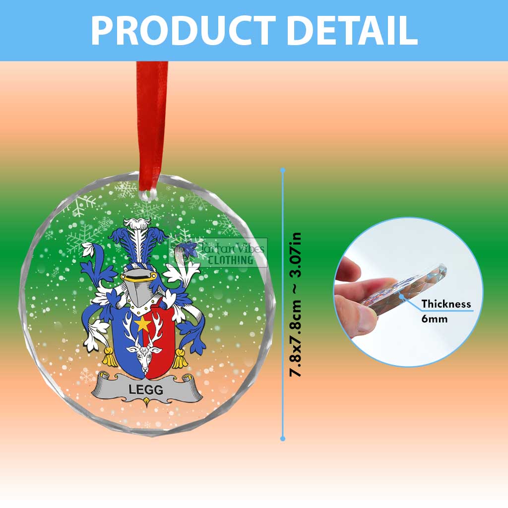 Legg Irish Clan Christmas Glass Ornament with Coat of Arms - 2D-tartanvibesclothing