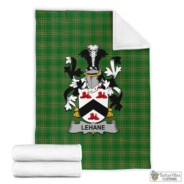 Tartan Vibes Clothing Lehane Irish Clan Tartan Blanket with Coat of Arms