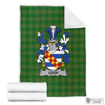 Leigh Irish Clan Tartan Blanket with Coat of Arms X-Large 59 x 79 inches 150 x 200 cm - Tartan Vibes Clothing
