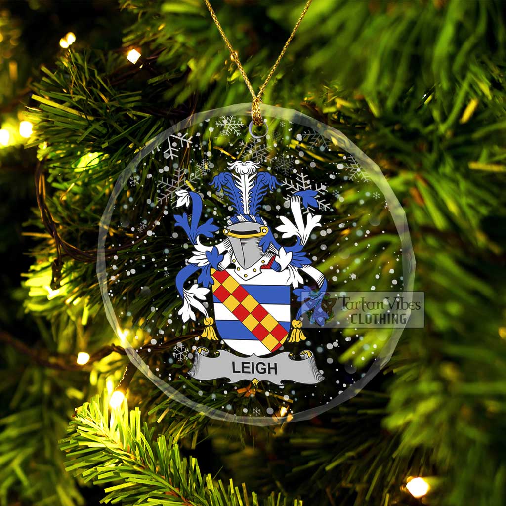 Leigh Irish Clan Christmas Glass Ornament with Coat of Arms Transparent Glass Circle - 2D-tartanvibesclothing