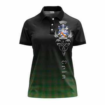 Tartan Vibes Clothing Leigh Irish Clan Women's Polo Shirt with Coat of Arms Erin Go Bragh Celtic Inspired