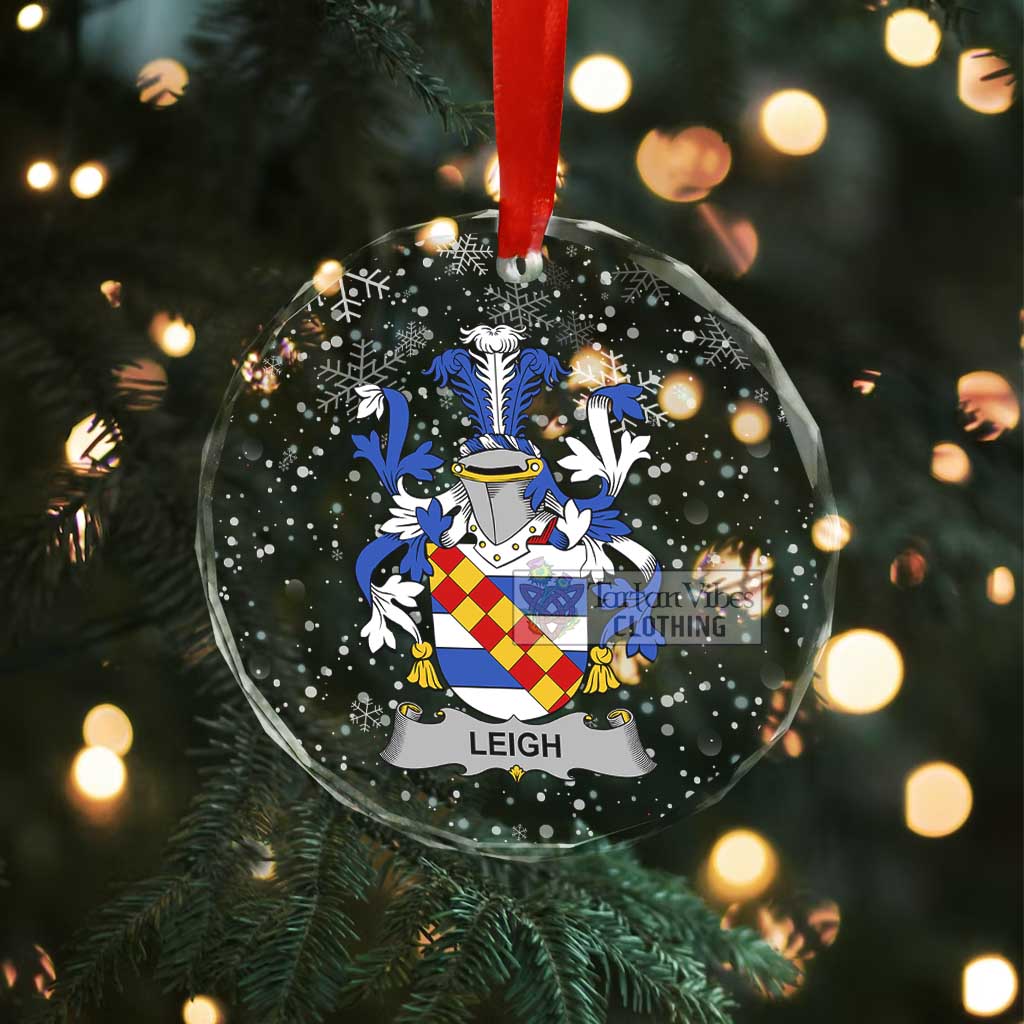 Leigh Irish Clan Christmas Glass Ornament with Coat of Arms - 2D-tartanvibesclothing