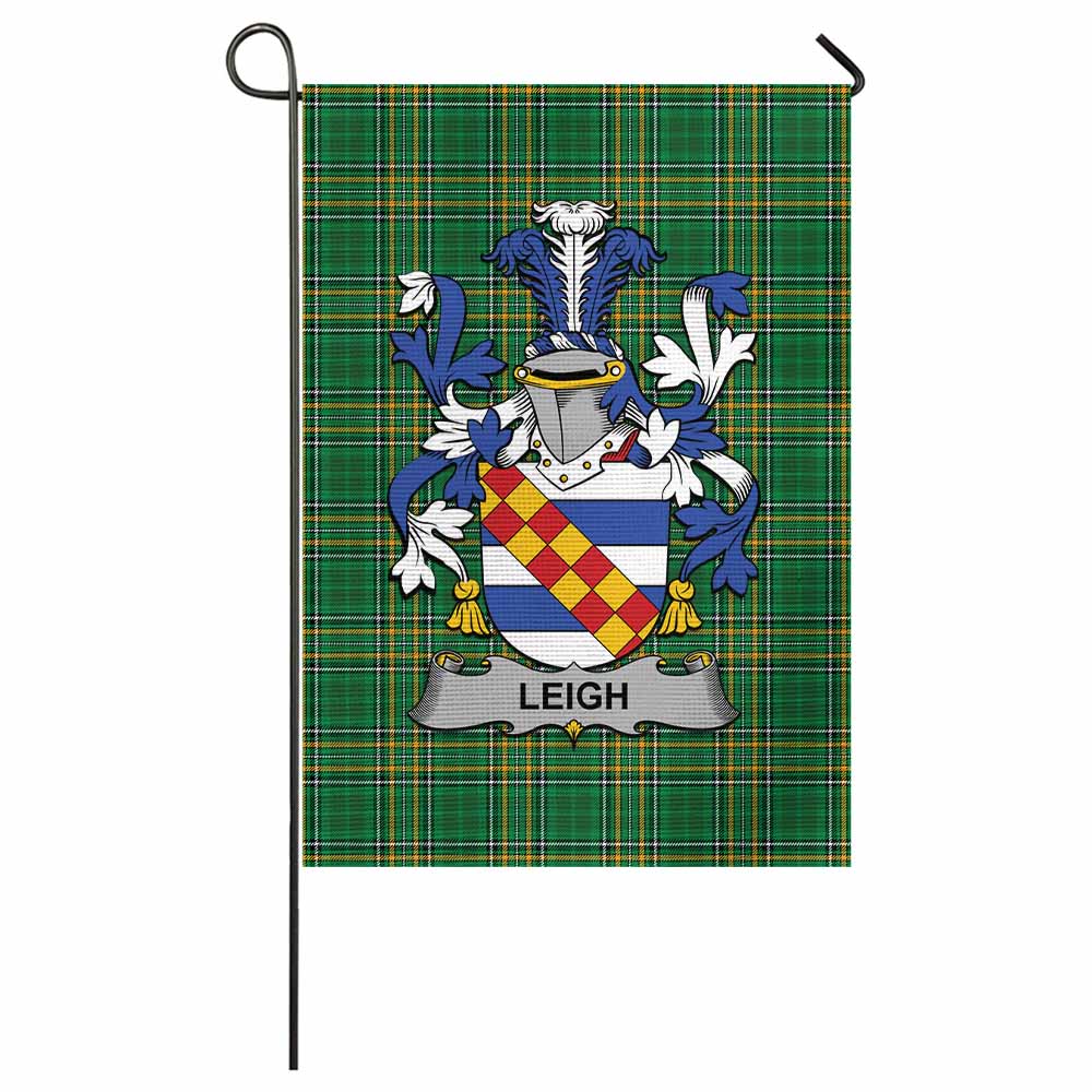 Leigh Irish Clan Tartan Flag with Coat of Arms