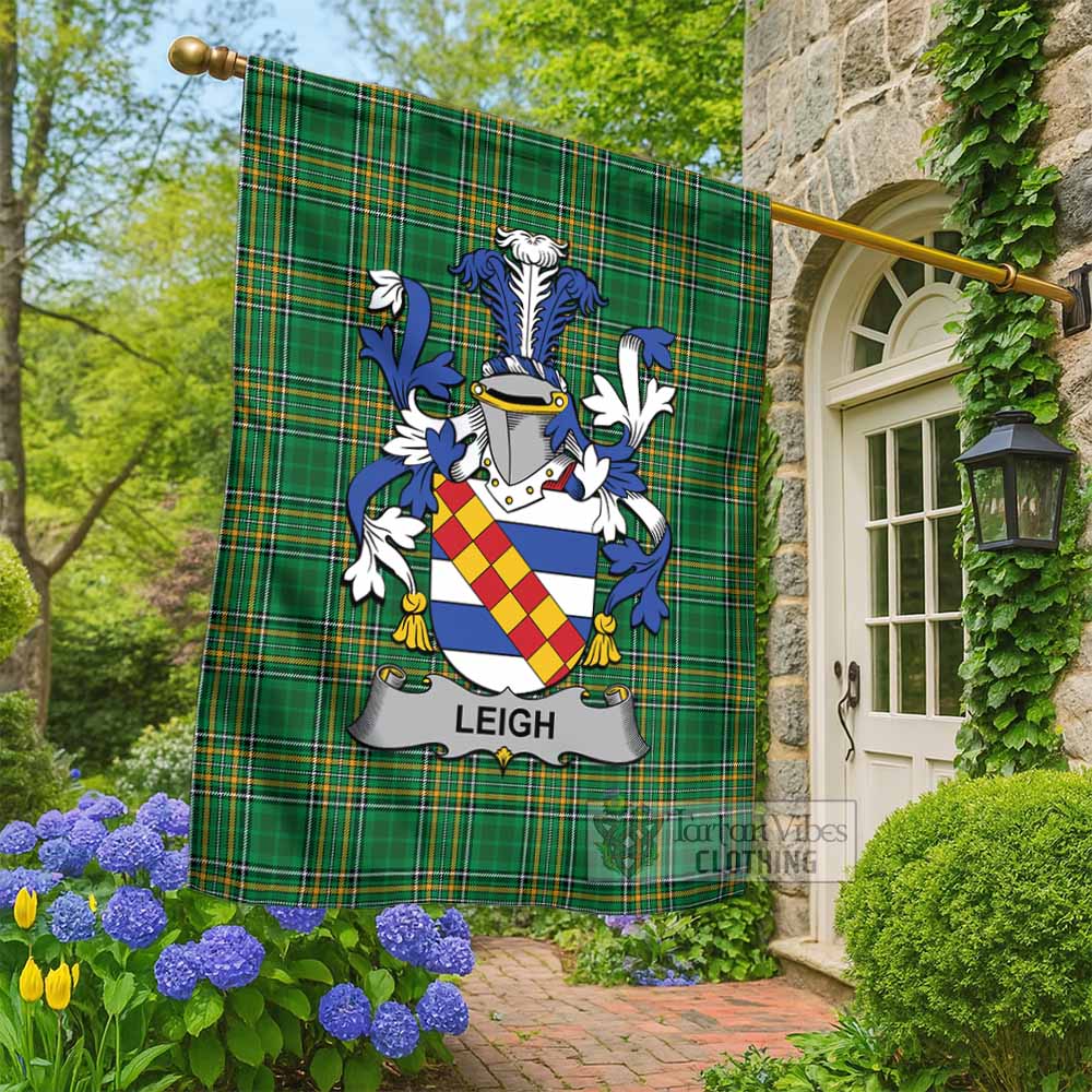 Leigh Irish Clan Tartan Flag with Coat of Arms