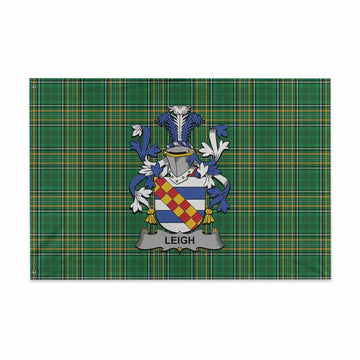 Leigh Irish Clan Tartan House Flag with Coat of Arms