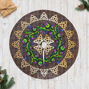 Leitrim County Ireland Tartan Christmas Tree Skirt with Thistle Celtic Knot Style