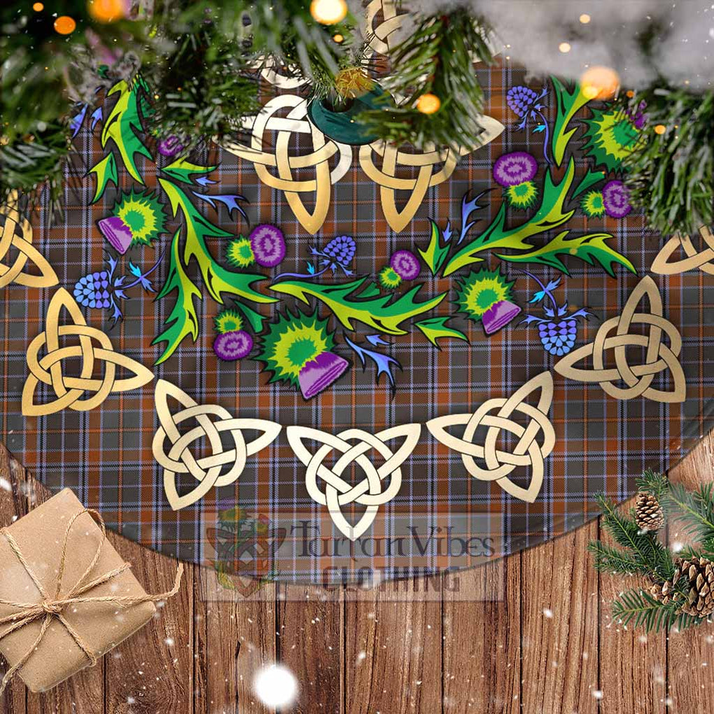 Tartan Vibes Clothing Leitrim County Ireland Tartan Christmas Tree Skirt with Thistle Celtic Knot Style