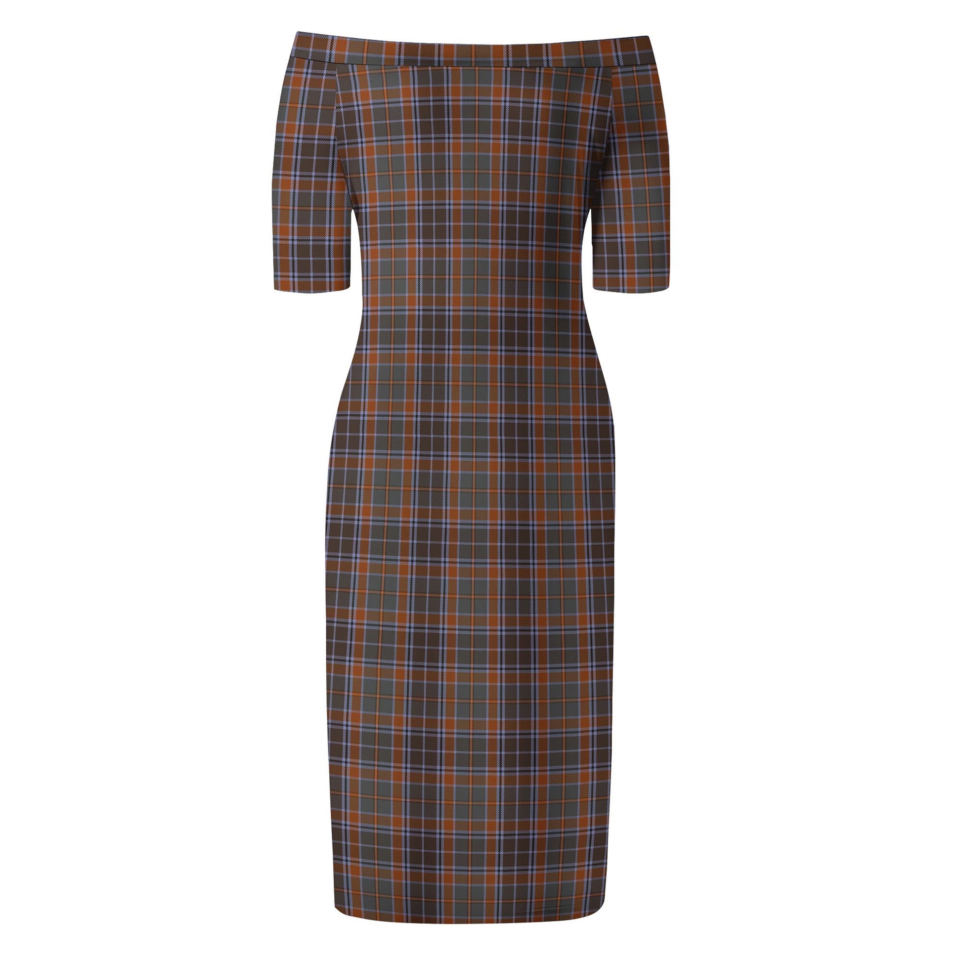 Leitrim County Ireland Tartan Off Shoulder Lady Dress - Tartanvibesclothing