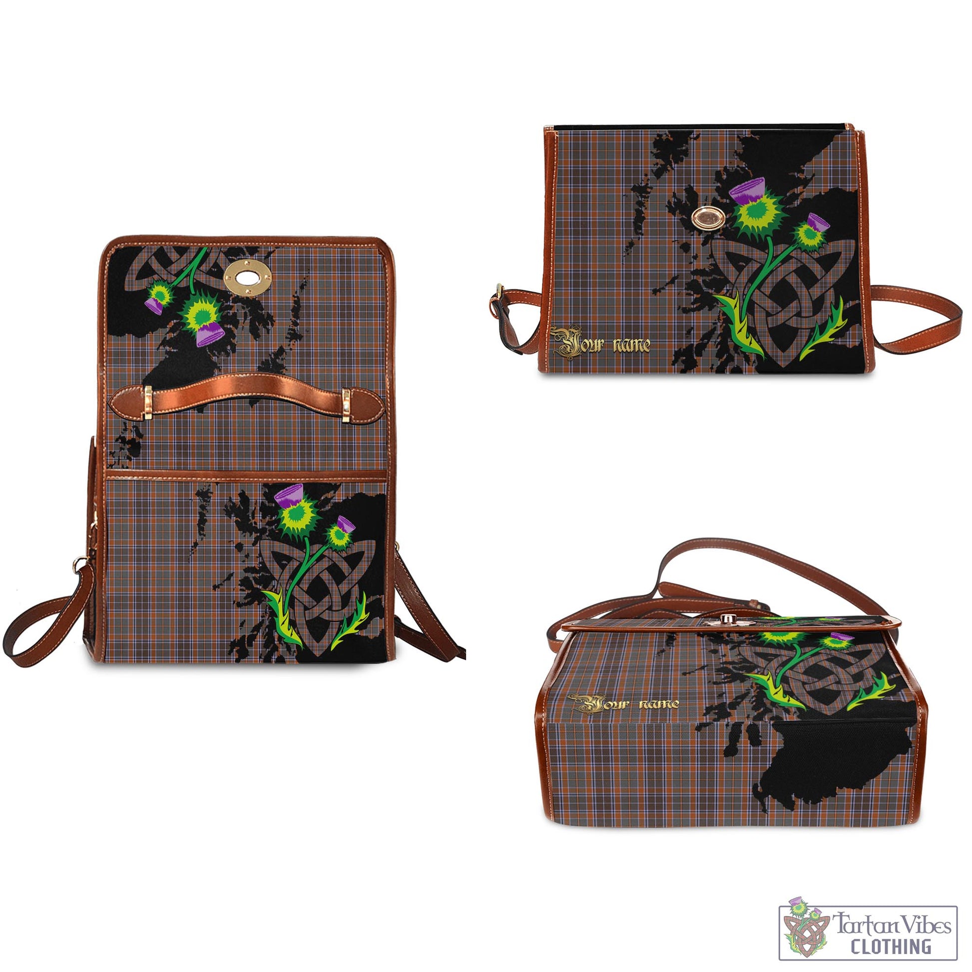 Tartan Vibes Clothing Leitrim County Ireland Tartan Waterproof Canvas Bag with Scotland Map and Thistle Celtic Accents