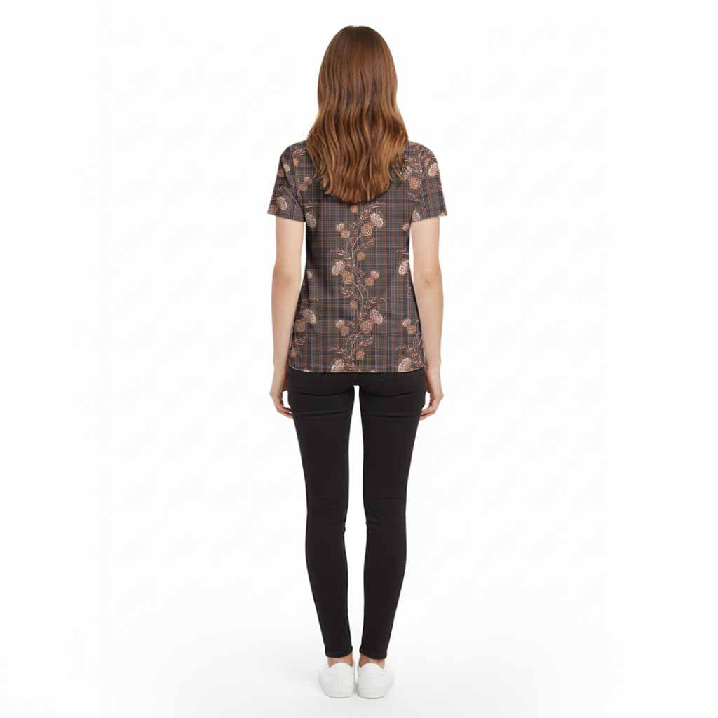 Leitrim County Ireland Tartan Cotton T-shirt Seamless Scottish Thistle Flowers