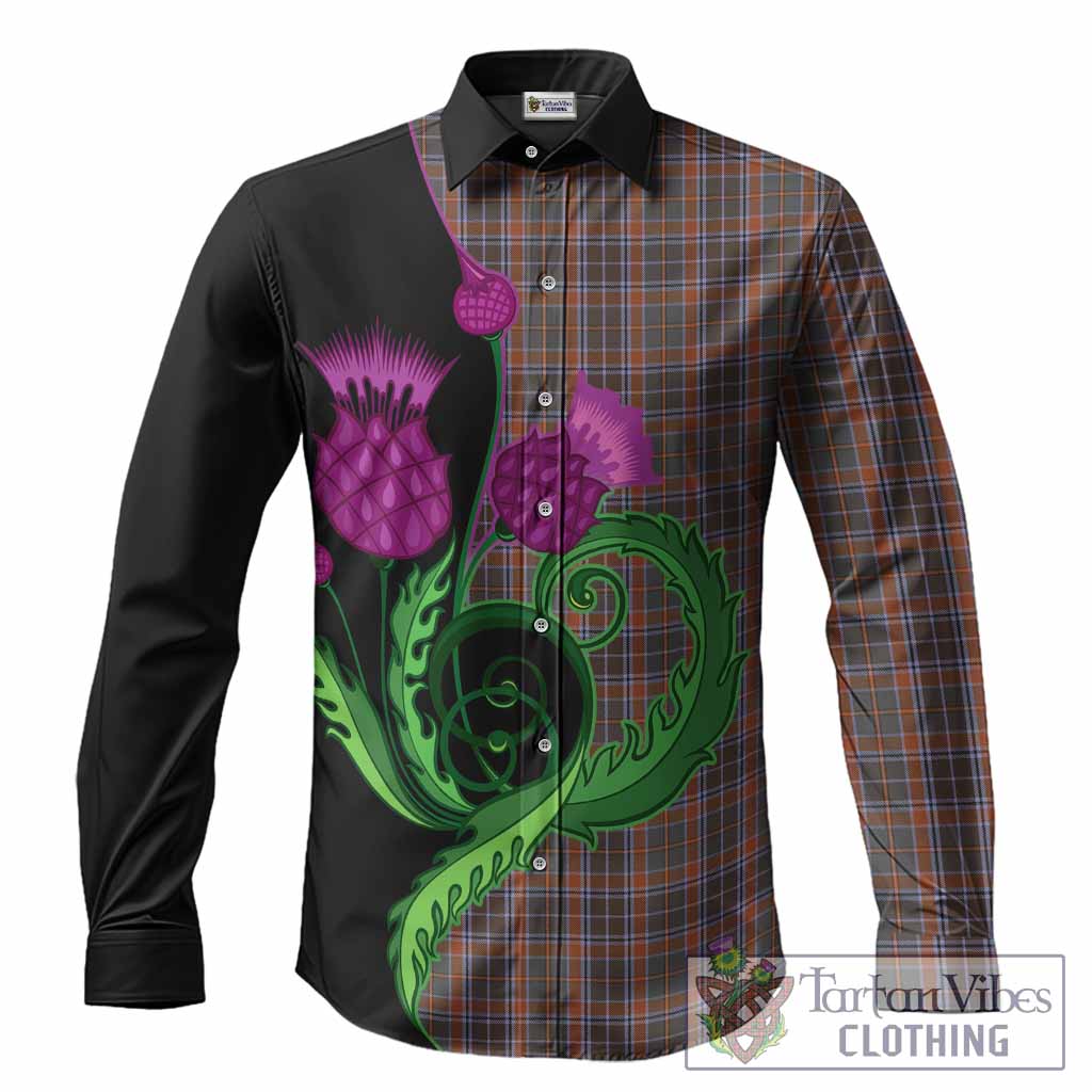 Leitrim County Ireland Tartan Long Sleeve Button Shirts Traditional Scottish Thistle