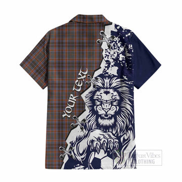 Leitrim County Ireland Tartan Scottish Cotton Hawaiian Shirt Angry Lion With Soccer Ball Style