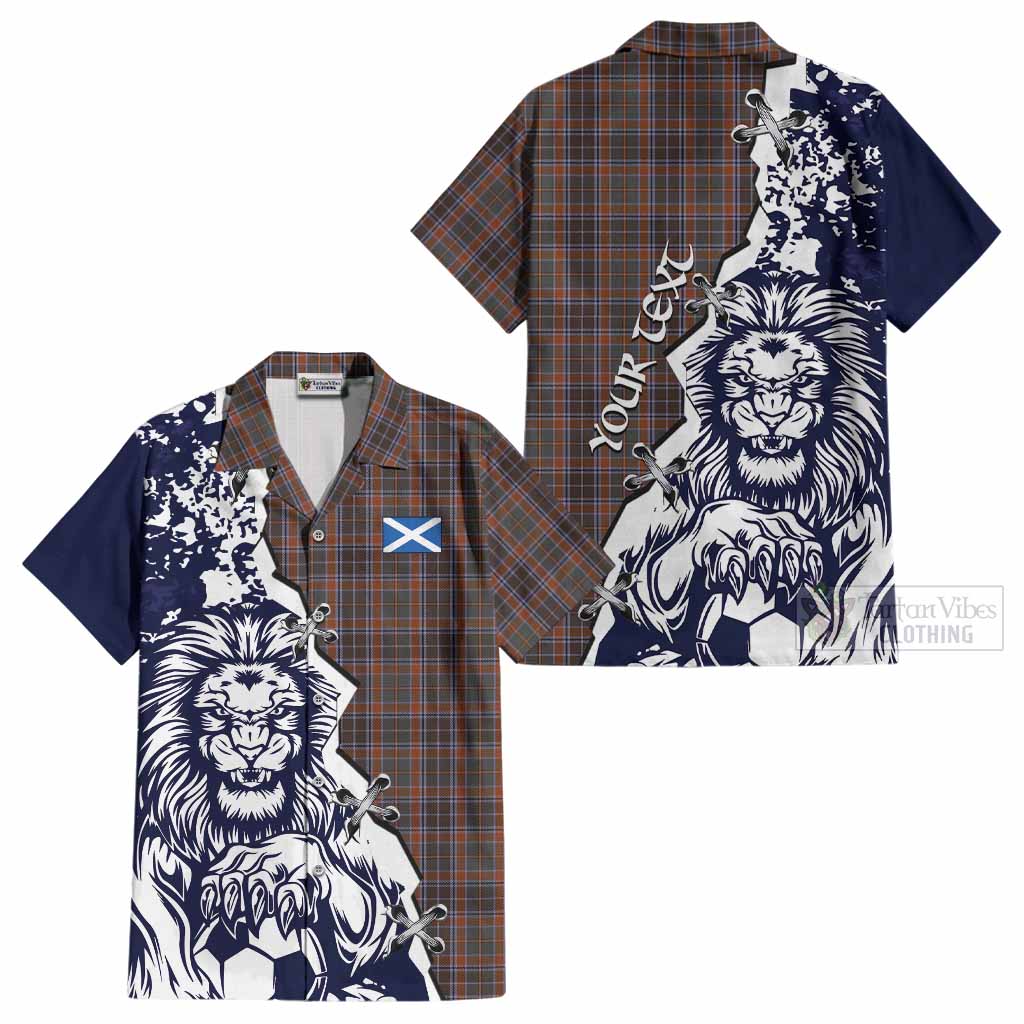 Leitrim County Ireland Tartan Scottish Cotton Hawaiian Shirt Angry Lion With Soccer Ball Style