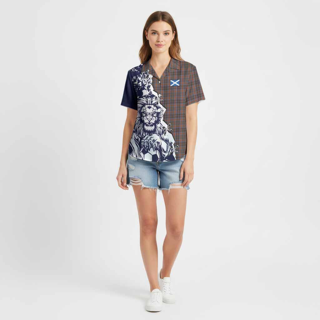 Leitrim County Ireland Tartan Scottish Cotton Hawaiian Shirt Angry Lion With Soccer Ball Style