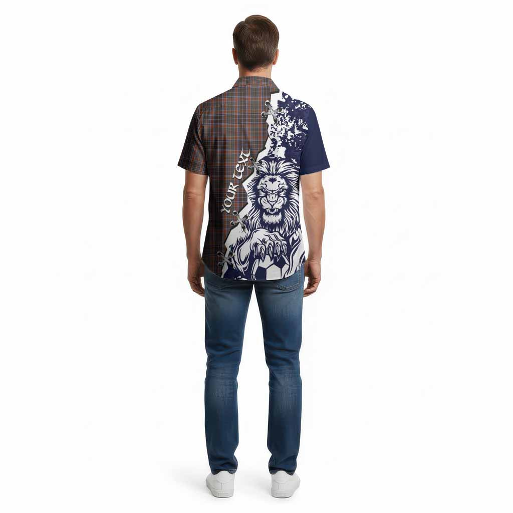 Leitrim County Ireland Tartan Scottish Cotton Hawaiian Shirt Angry Lion With Soccer Ball Style