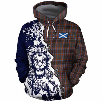 Leitrim County Ireland Tartan Scottish Cotton Hoodie Angry Lion With Soccer Ball Style
