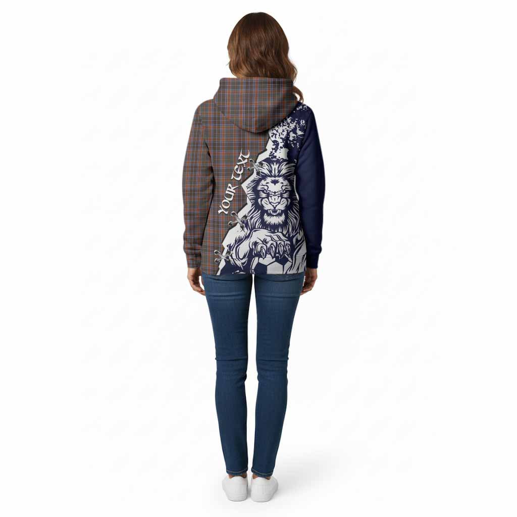 Leitrim County Ireland Tartan Scottish Cotton Hoodie Angry Lion With Soccer Ball Style